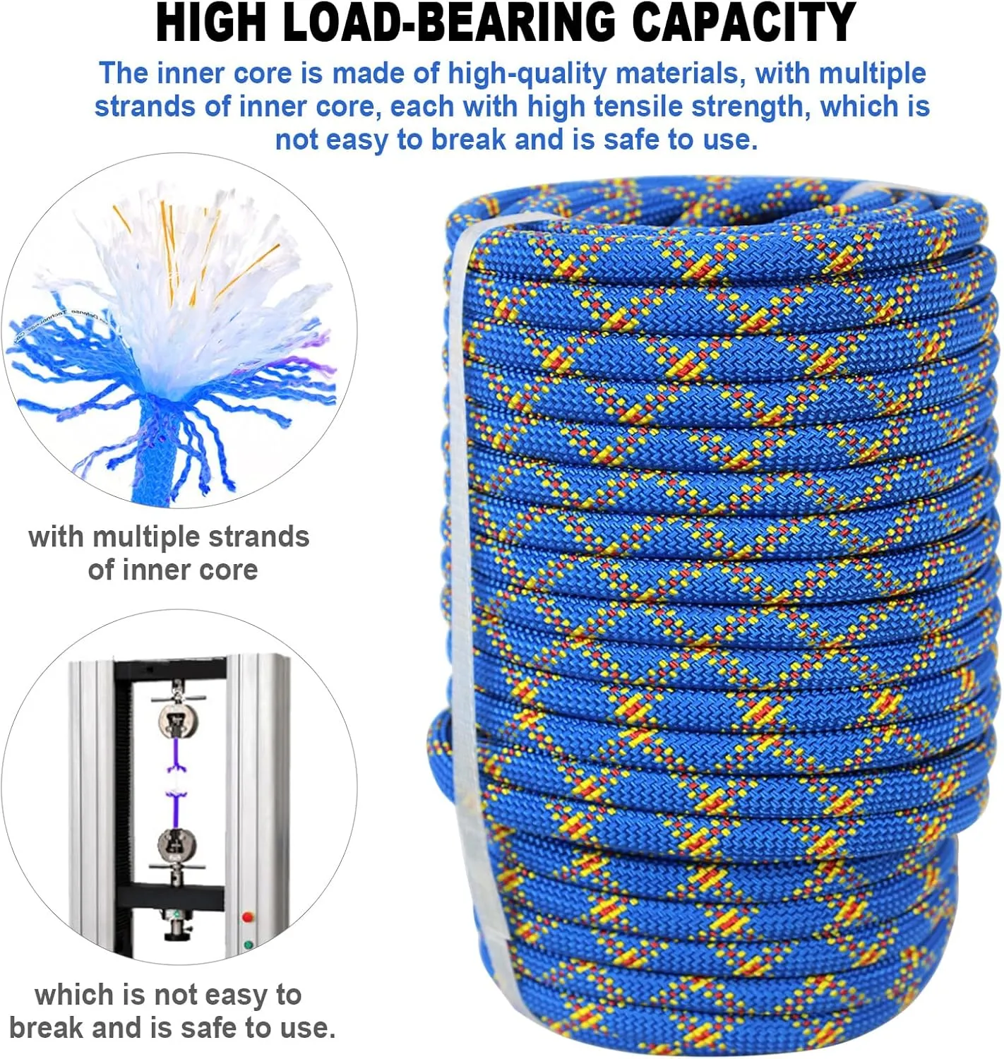 Braided Polyester Arborist Rigging Rope (3/8 inch x 150 feet), High Strength Arborist Rigging Rope for Outdoor Rock Climbing, Mountain Climbing, Hiking, etc