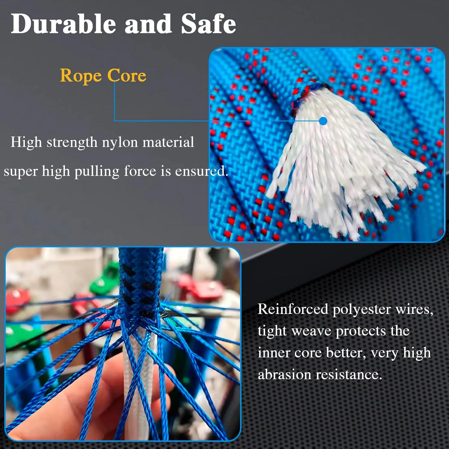 Braided Polyester Rope - 1/2 in x 125 ft Strong Arborist Rigging Rope High Strength Polyester Rope No-Stretch Rope for Climbing Tree Swing Pulling Sailing 8400 Lbs Breaking Strength (Green)