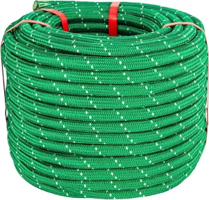 Braided Polyester Rope - 1/2 in x 125 ft Strong Arborist Rigging Rope High Strength Polyester Rope No-Stretch Rope for Climbing Tree Swing Pulling Sailing 8400 Lbs Breaking Strength (Green)