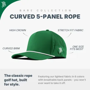 Branded Bills Bare Curved 5 Panel Rope Hat, Adjustable Snapaback, Fitted Style | Lightweight, Comfort Stretch, Quick Dry Cap