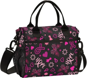 Breast Cancer Lunch Bag & Lunch Box for Women with Adjustable Shoulder Belt Insulated Portable Lunch Tote Bag Cooler Bag for Girls Travel Office Picnic