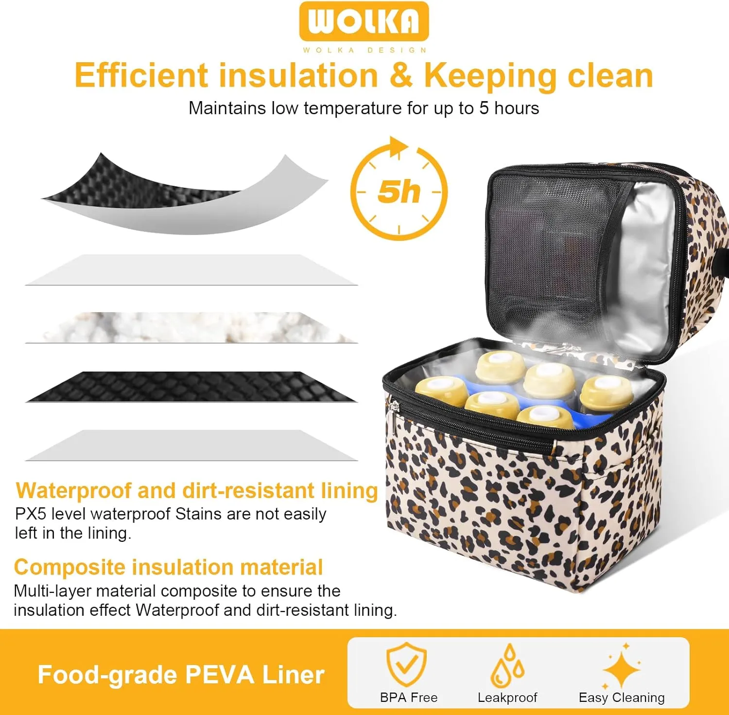 Breastmilk Cooler Bag - Cooler Bag for Nursing Moms Multi-Function, Insulated Baby Bottle Cooler Tote Bag with Double Compartments - Fits 6 Baby Bottles Up to 9 Ounce