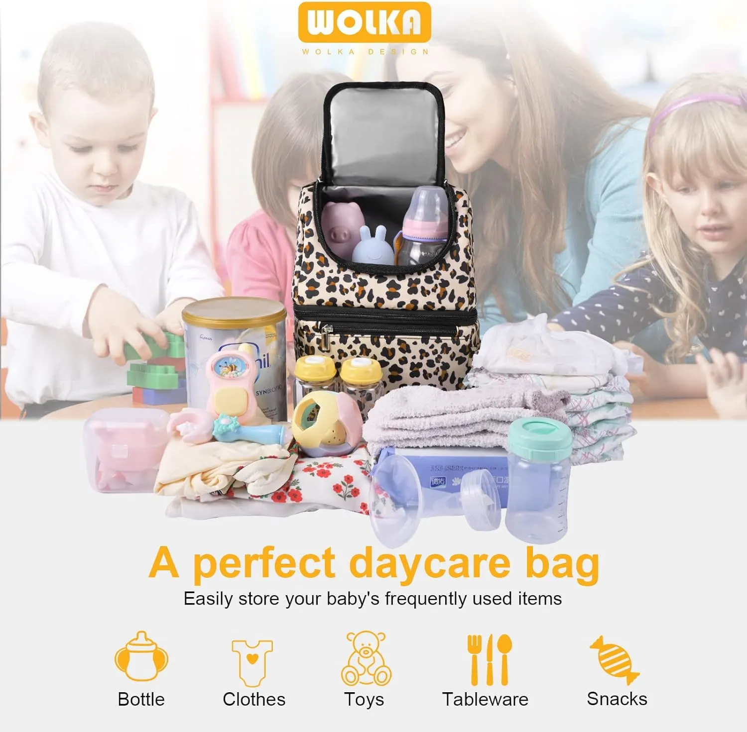 Breastmilk Cooler Bag - Cooler Bag for Nursing Moms Multi-Function, Insulated Baby Bottle Cooler Tote Bag with Double Compartments - Fits 6 Baby Bottles Up to 9 Ounce