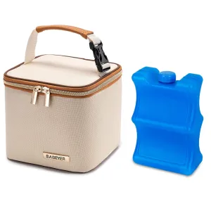 Breastmilk Cooler Bag with Ice Pack Fits 4 Baby Bottles Up to 5 Ounce, Baby Bottle Cooler Bag Great for Nursing Mom Daycare, Cream