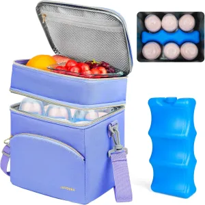 Breastmilk Cooler Bag with Ice Pack, Insulated Baby Bottle Tote Bags Fits 6 Baby Bottles Up to 9 Ounce, Double Layer Breastmilk Case