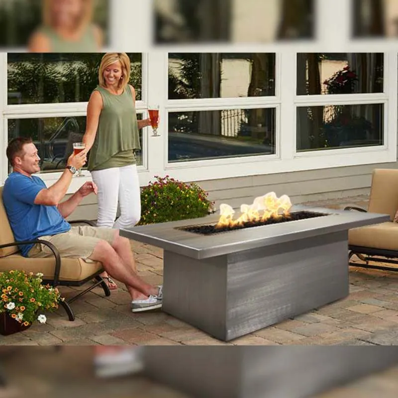 Breckenridge Linear Fire Pit Table - Stainless Steel | 48"