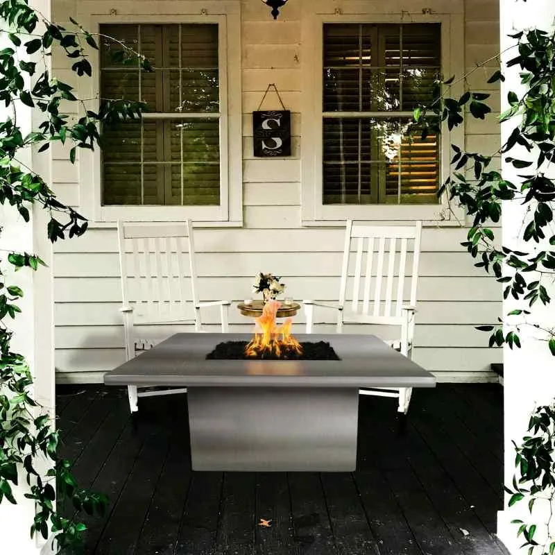 Breckenridge Square Fire Pit Table - Stainless Steel | 36"