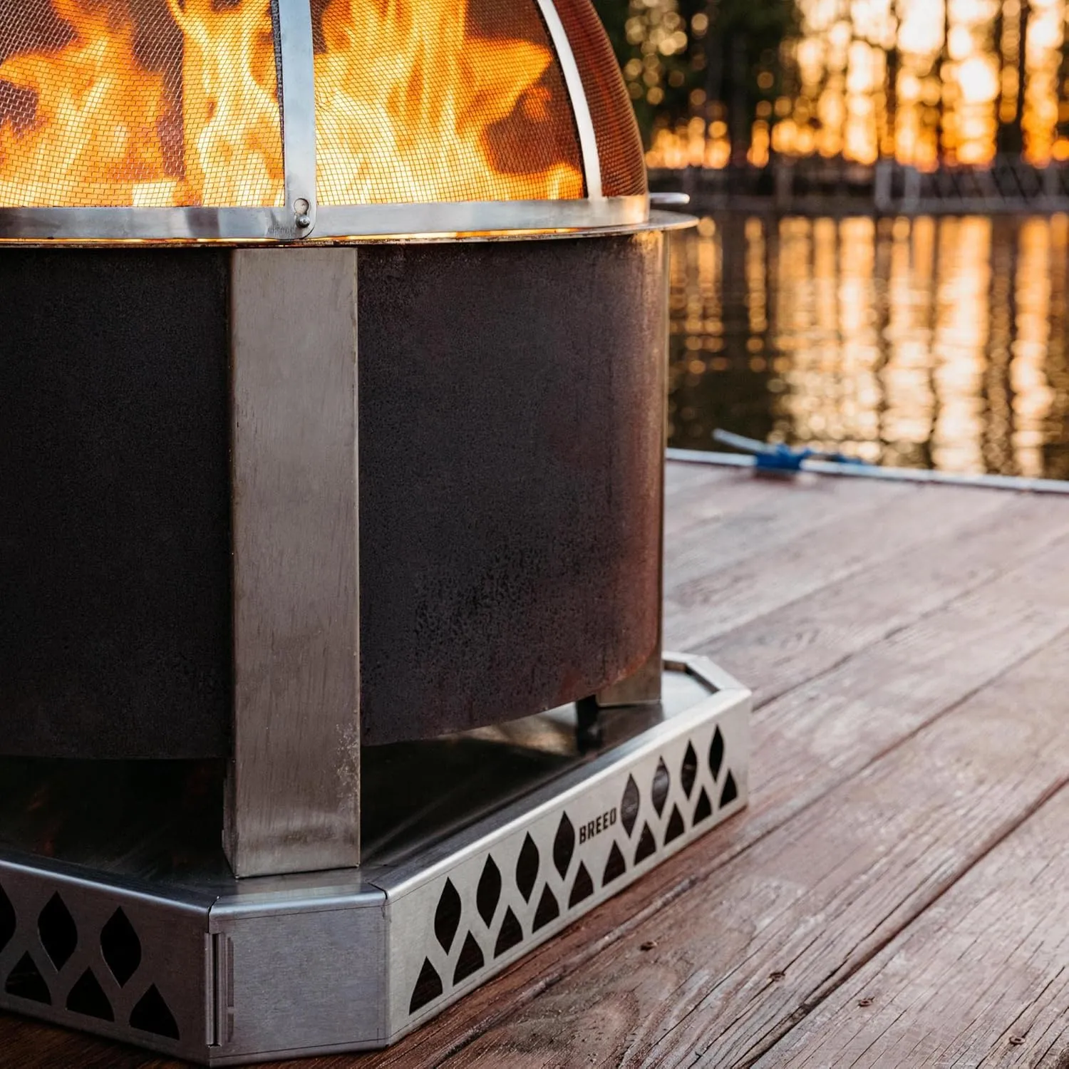 Breeo Base X24 (25.6 Inch) - Fire Pit Mat for Deck Protection - Multi Surface Safe - Superior Heat Protection and Airflow - Stainless Steel Fire Pit Accessory for Outside & Outdoor Surfaces - USA Made