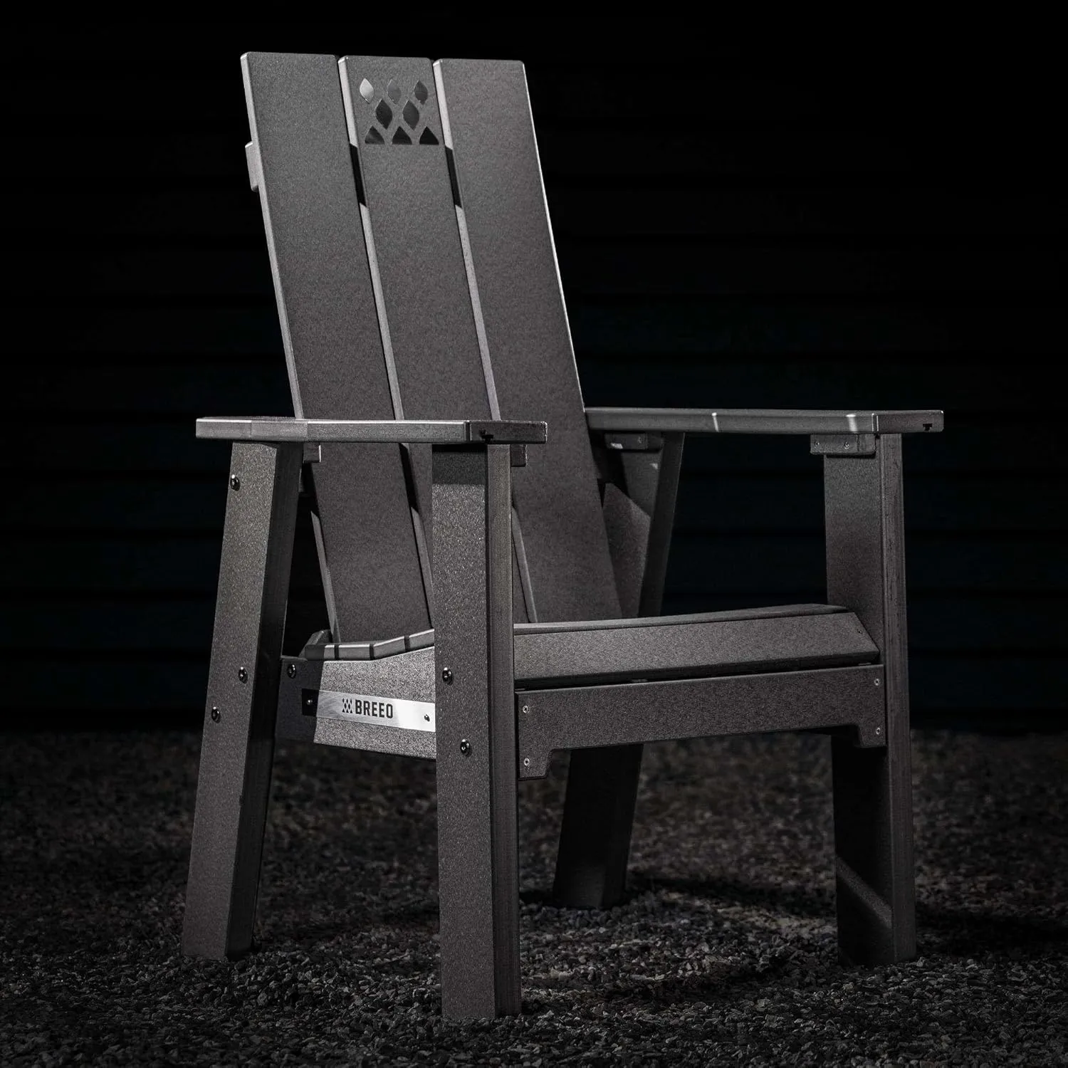 Breeo X Series Adirondack Campfire Chair – Poly Lumber Fire Pit Seat with 304 Stainless Steel Accents, Outdoor Patio & Camping Essentials with Arm Rest - Ergonomic, Sustainable Outdoor Chair - Gray