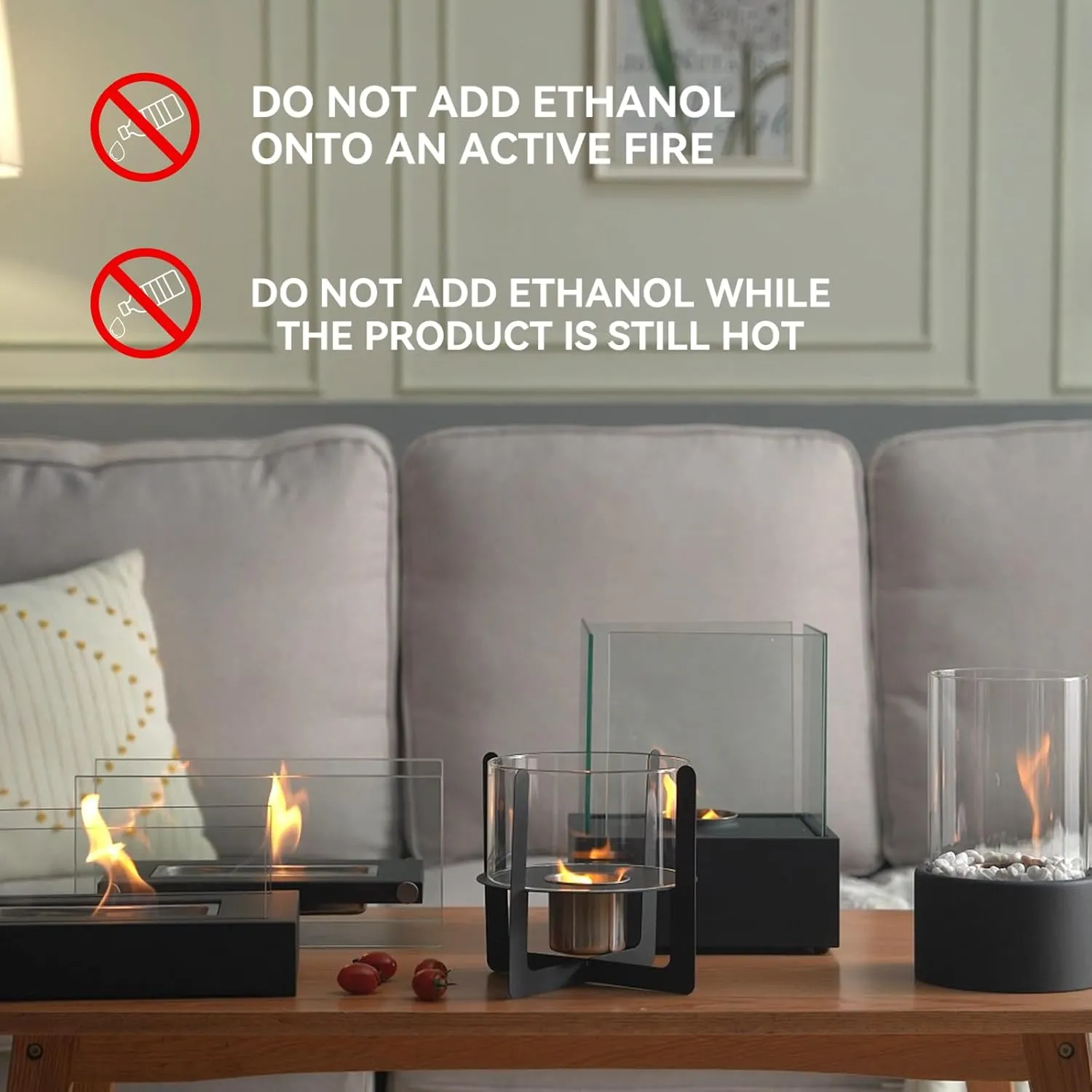 BRIAN & DANY Tabletop Fire Pit, Portable Indoor Fire Pit Tabletop Fireplace, Ethanol Table Top Firepit Decor Home Patio Balcony Outdoor, Black