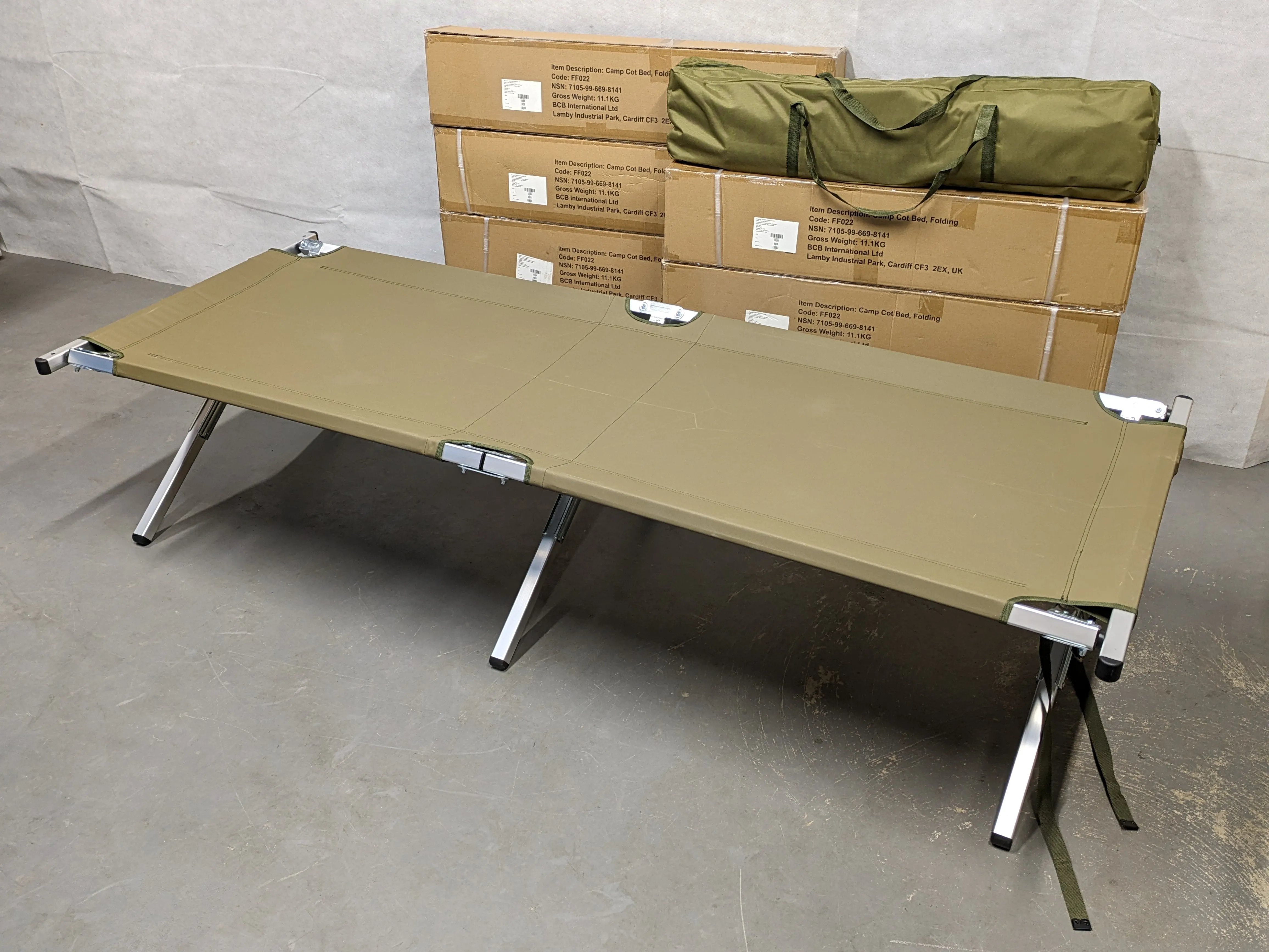 British Army XL Folding Aluminium Cot Camp Bed - NEW