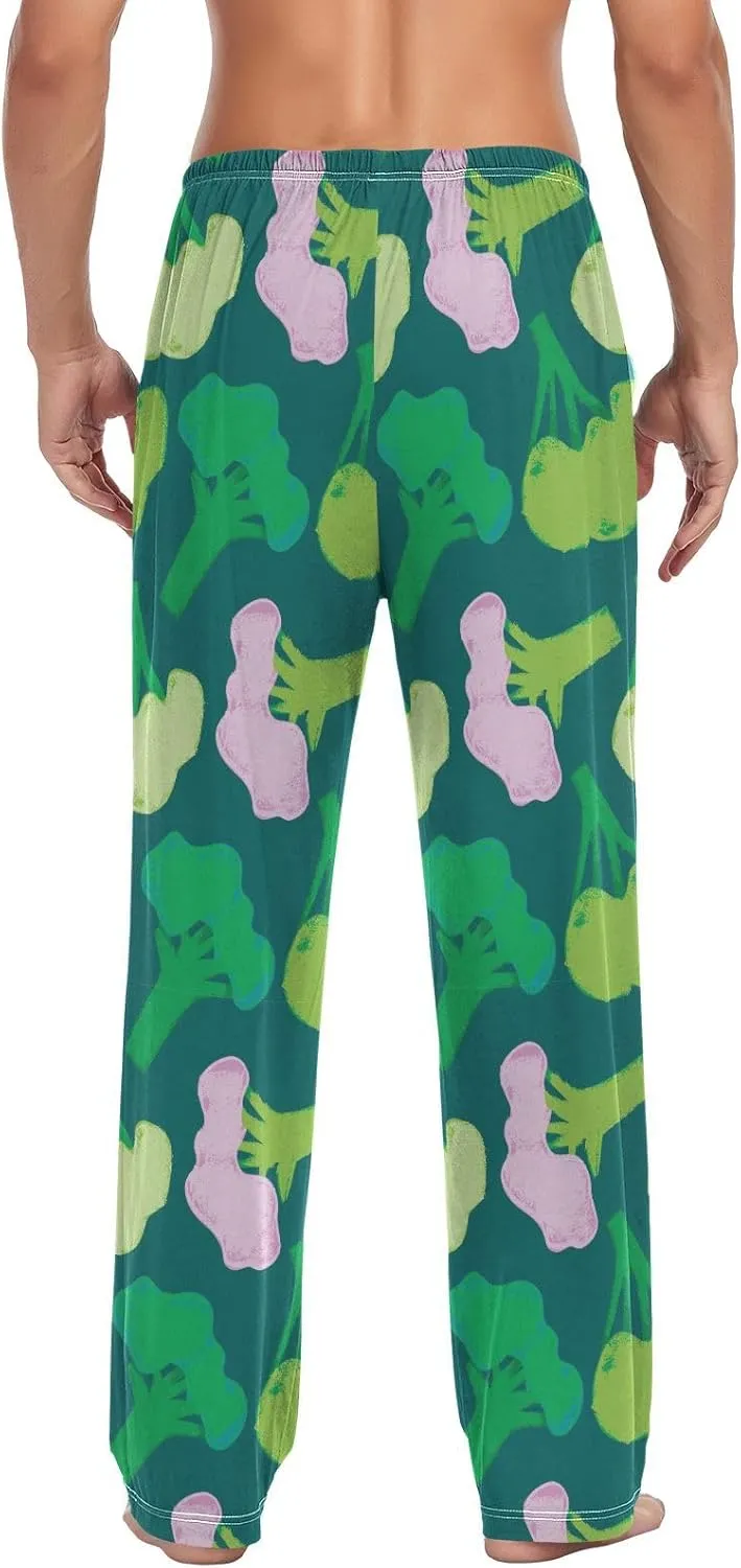 Broccoli Green Cabbage Pajama Pants Vegetarian Food Men's Pajama Bottoms Lounge Sleepwear PJs Casual Sleep Pants S