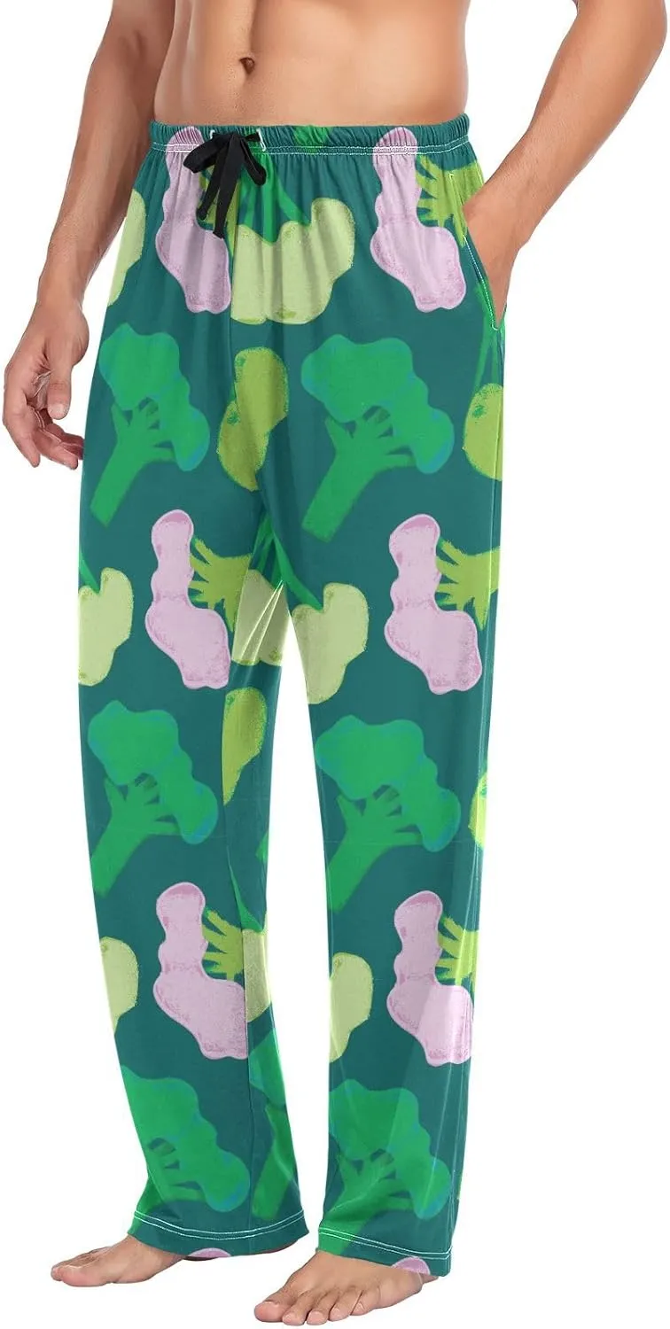 Broccoli Green Cabbage Pajama Pants Vegetarian Food Men's Pajama Bottoms Lounge Sleepwear PJs Casual Sleep Pants S