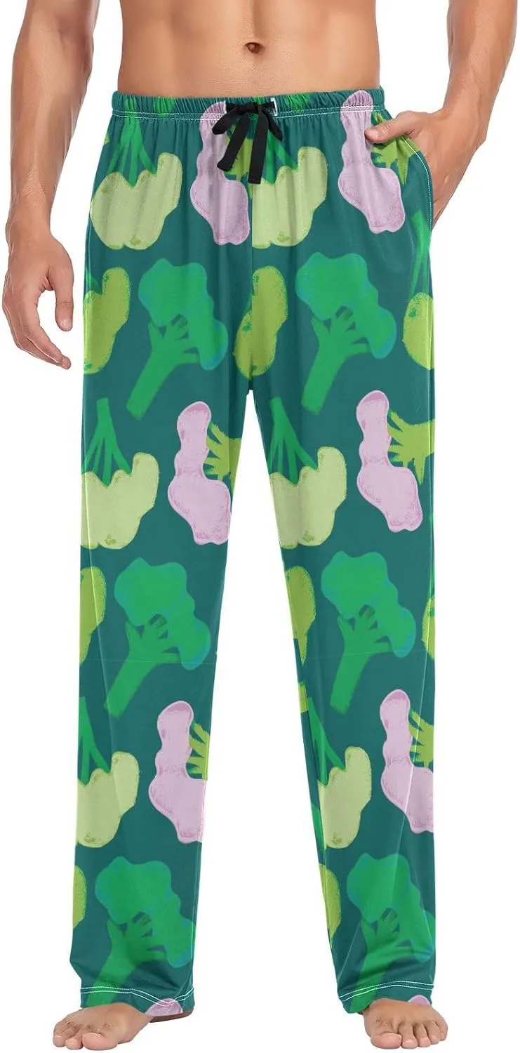 Broccoli Green Cabbage Pajama Pants Vegetarian Food Men's Pajama Bottoms Lounge Sleepwear PJs Casual Sleep Pants S