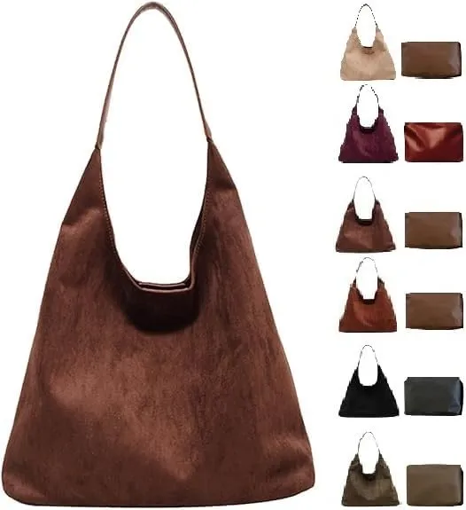 Brown Suede Bag for Women 2024 - New Tote and Shoulder Bag