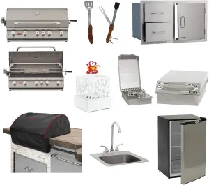 Bull Brahma 38" Natural Gas Grill set with Single Side Burner, Stainless Steel Sink, Grill Cover, Refrigerator, Door/Drawer Combo w/ 5 in 1 BBQ Tool Set | FREE Bio-Ethanol Table-top Fire pit