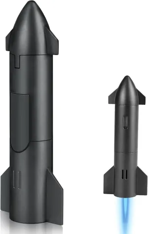 Butane Torch Lighter, Rocket Shape Kitchen Torch Cooking Torches, Mini Torch Lighters Butane Refillable for Father's Day, Birthday Gifts, BBQ, DIY, Baking, Brulee Creme, Butane Gas Not Included, Black