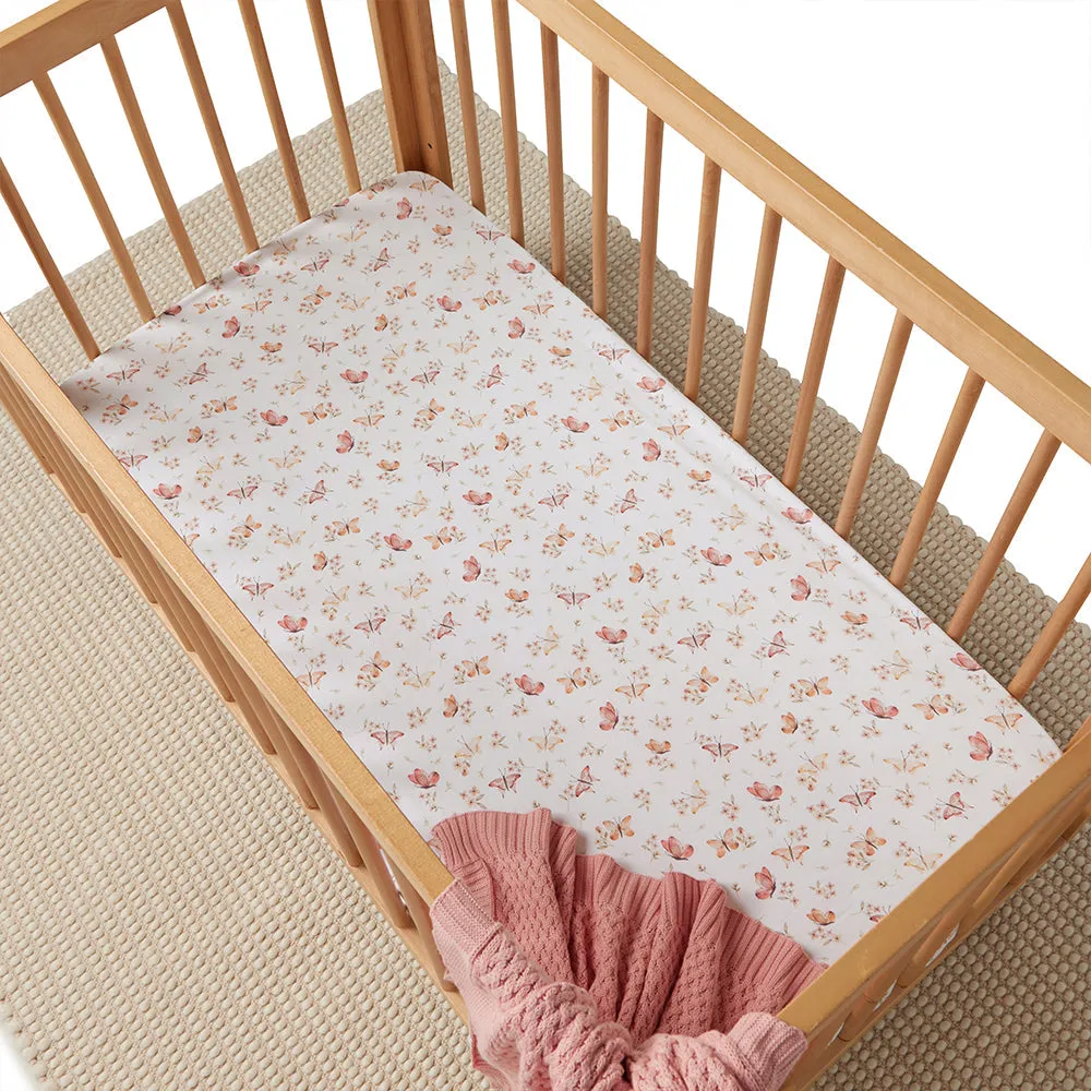 Butterfly l Organic Fitted Cot Sheet - Snuggle Hunny