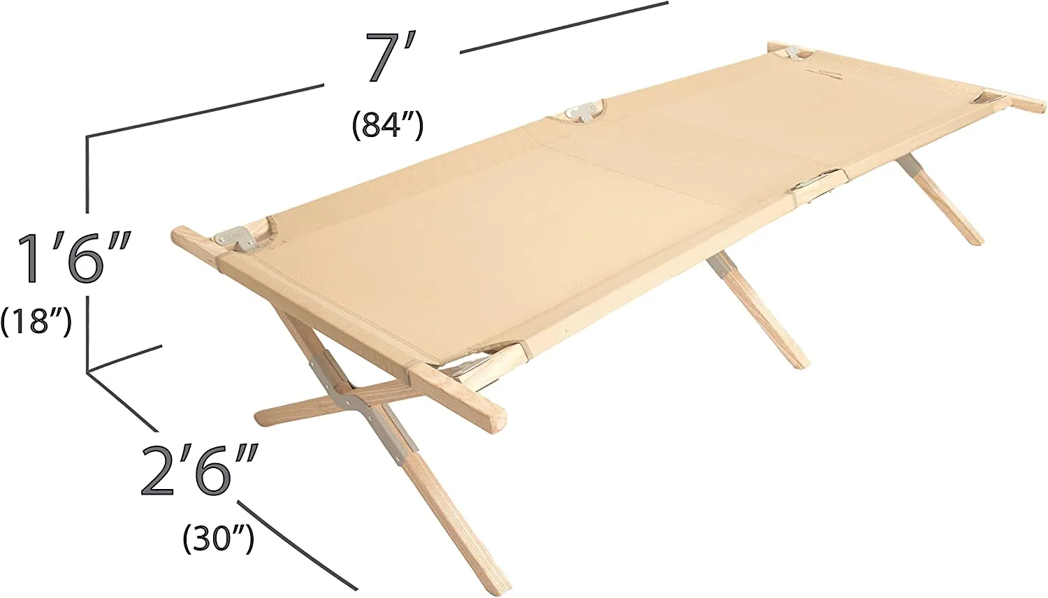 Byer of Maine - Maine Heritage Cot - Wood Cot - Heavy Duty Camp Cot - 84"L x 31"W x 18"H
