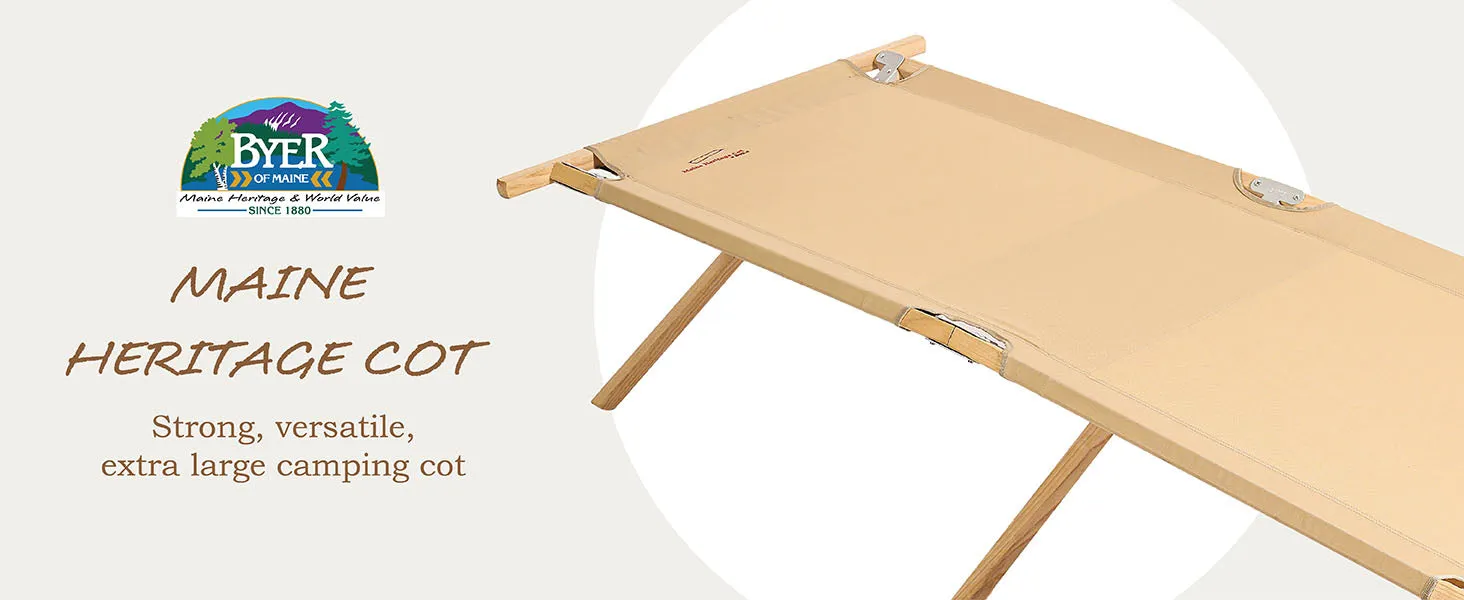 Byer of Maine - Maine Heritage Cot - Wood Cot - Heavy Duty Camp Cot - 84"L x 31"W x 18"H