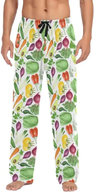 Cabbage Carrot Tomatoes Vegetables Pajama Pants Purple Onion Avocado Men's Pajama Bottoms Lounge Sleepwear PJs S
