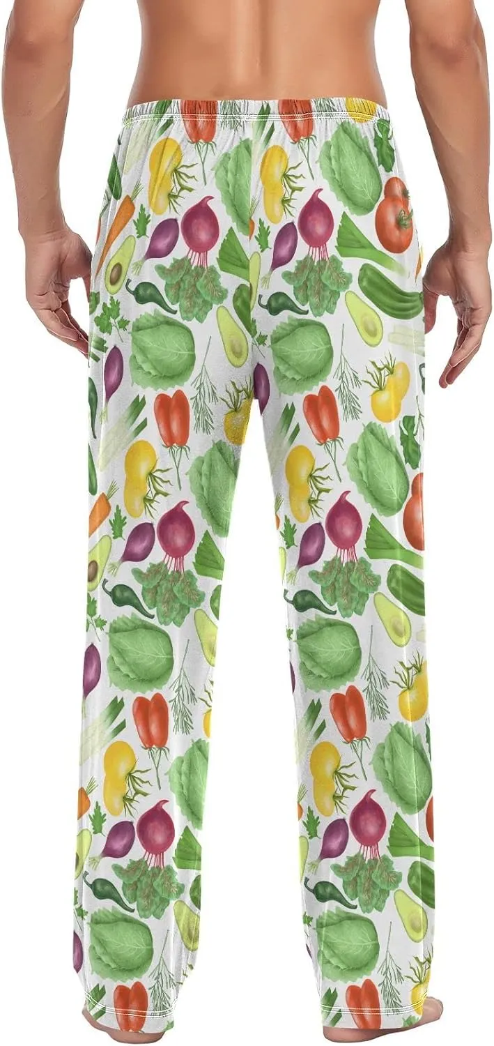Cabbage Carrot Tomatoes Vegetables Pajama Pants Purple Onion Avocado Men's Pajama Bottoms Lounge Sleepwear PJs S
