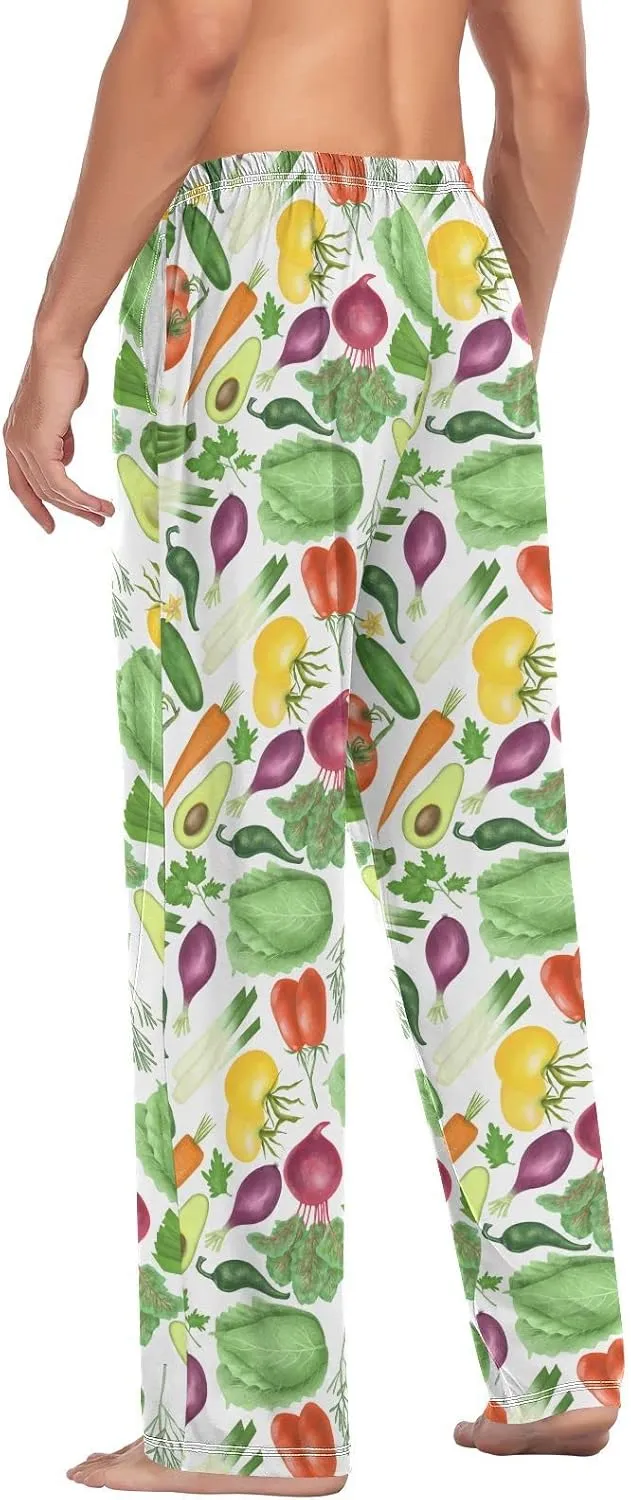 Cabbage Carrot Tomatoes Vegetables Pajama Pants Purple Onion Avocado Men's Pajama Bottoms Lounge Sleepwear PJs S
