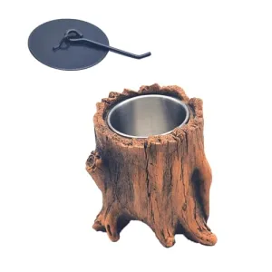 CALANDIS® Tabletop Fireplace Tree Stump Burning Fire Bowls for Terraces Gardens Camping Brown | 1Set Tabletop Fire Pit