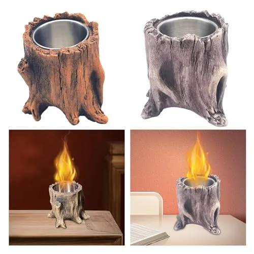 CALANDIS® Tabletop Fireplace Tree Stump Burning Fire Bowls for Terraces Gardens Camping Brown | 1Set Tabletop Fire Pit