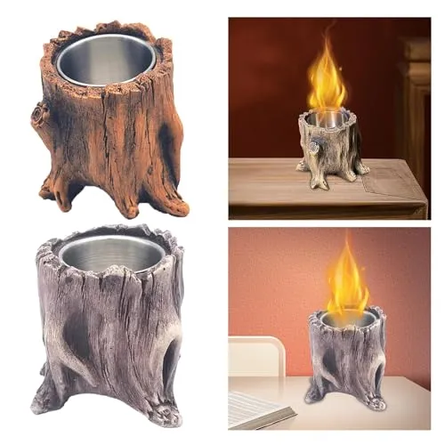 CALANDIS® Tabletop Fireplace Tree Stump Burning Fire Bowls for Terraces Gardens Camping Brown | 1Set Tabletop Fire Pit