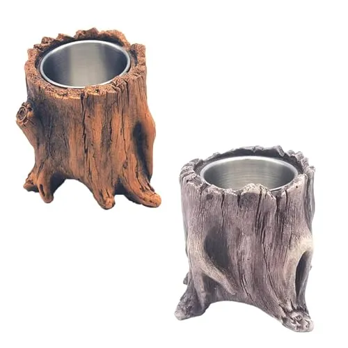 CALANDIS® Tabletop Fireplace Tree Stump Burning Fire Bowls for Terraces Gardens Camping Brown | 1Set Tabletop Fire Pit