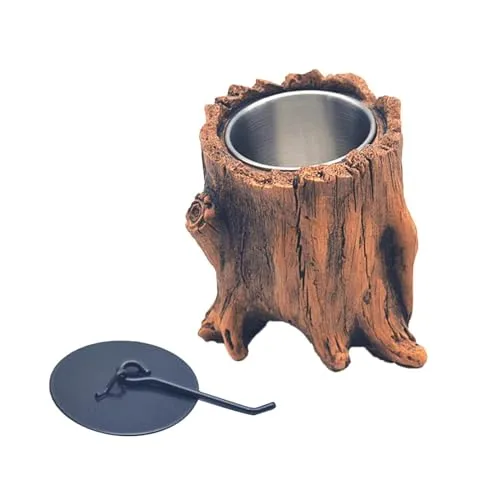 CALANDIS® Tabletop Fireplace Tree Stump Burning Fire Bowls for Terraces Gardens Camping Brown | 1Set Tabletop Fire Pit