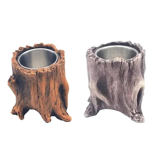 CALANDIS® Tabletop Fireplace Tree Stump Burning Fire Bowls for Terraces Gardens Camping Brown | 1Set Tabletop Fire Pit
