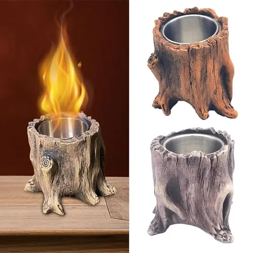 CALANDIS® Tabletop Fireplace Tree Stump Burning Fire Bowls for Terraces Gardens Camping Brown | 1Set Tabletop Fire Pit