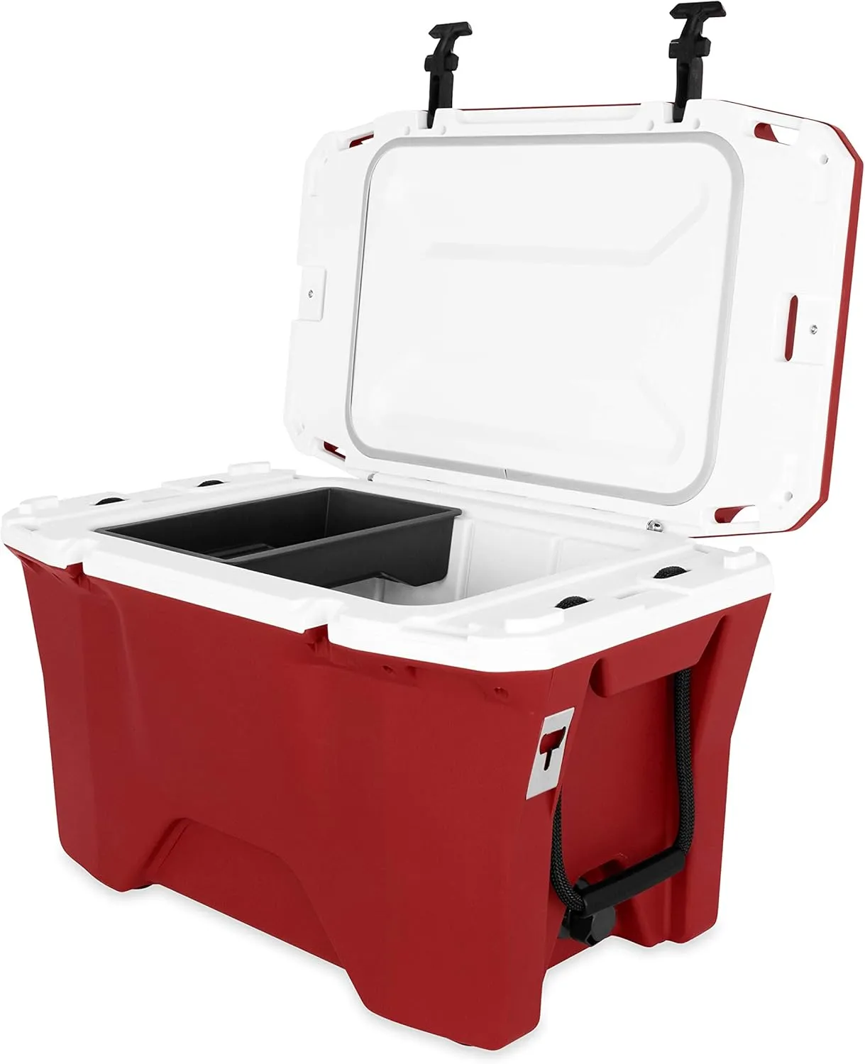 Camco Currituck Crimson and White 30 Quart Cooler - Rugged Exterior Made for Camping, Hunting, Fishing and Tailgating - Comes with Cooler Basket (51750)