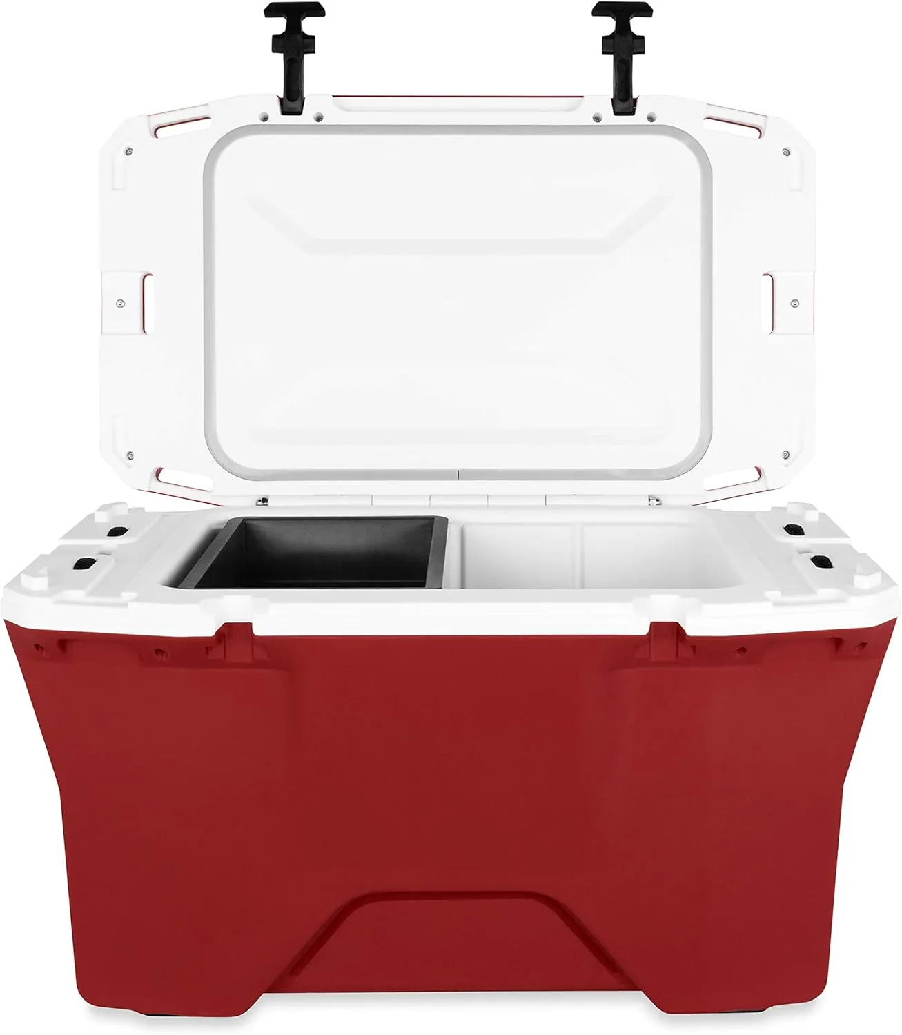 Camco Currituck Crimson and White 30 Quart Cooler - Rugged Exterior Made for Camping, Hunting, Fishing and Tailgating - Comes with Cooler Basket (51750)