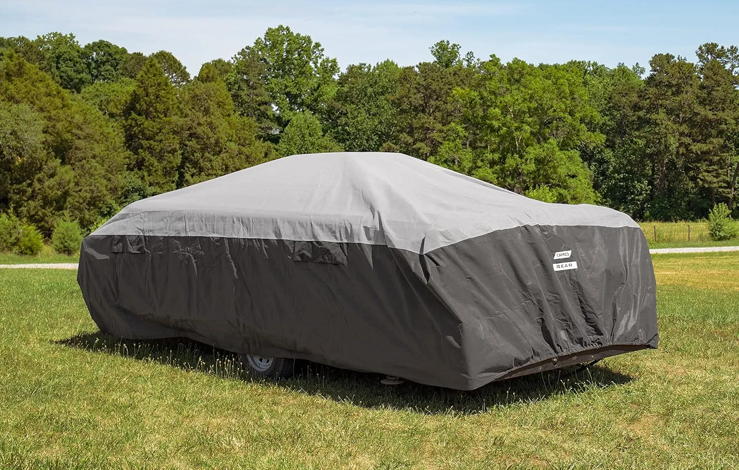 Camco ULTRAGuard 10-12-Ft Pop-Up Camper/RV Cover - Features Covered Air Vents & Cinching Straps - Crafted of Spunbond Polypropylene - Includes Storage Bag for RV Storage and Organization (45762)