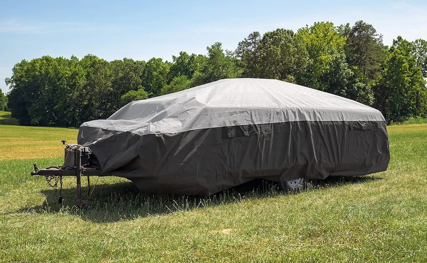 Camco ULTRAGuard 10-12-Ft Pop-Up Camper/RV Cover - Features Covered Air Vents & Cinching Straps - Crafted of Spunbond Polypropylene - Includes Storage Bag for RV Storage and Organization (45762)