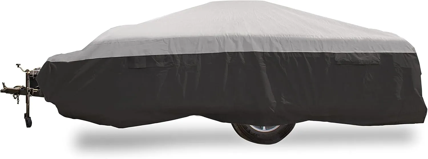 Camco ULTRAGuard 10-12-Ft Pop-Up Camper/RV Cover - Features Covered Air Vents & Cinching Straps - Crafted of Spunbond Polypropylene - Includes Storage Bag for RV Storage and Organization (45762)