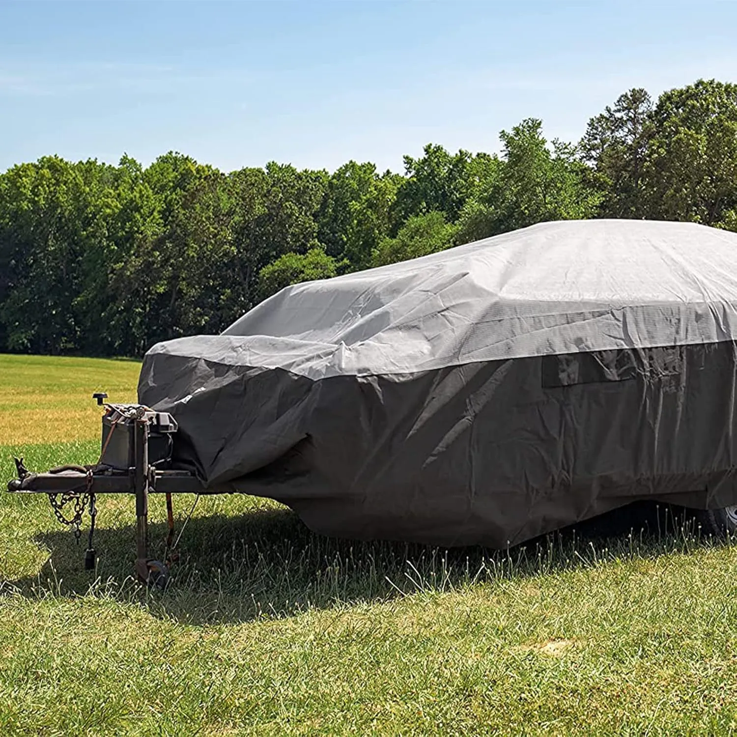 Camco ULTRAGuard 12-14-Ft Pop-Up Camper/RV Cover - Features Covered Air Vents & Cinching Straps - Crafted of Spunbond Polypropylene - Includes Storage Bag for RV Storage and Organization (45763)