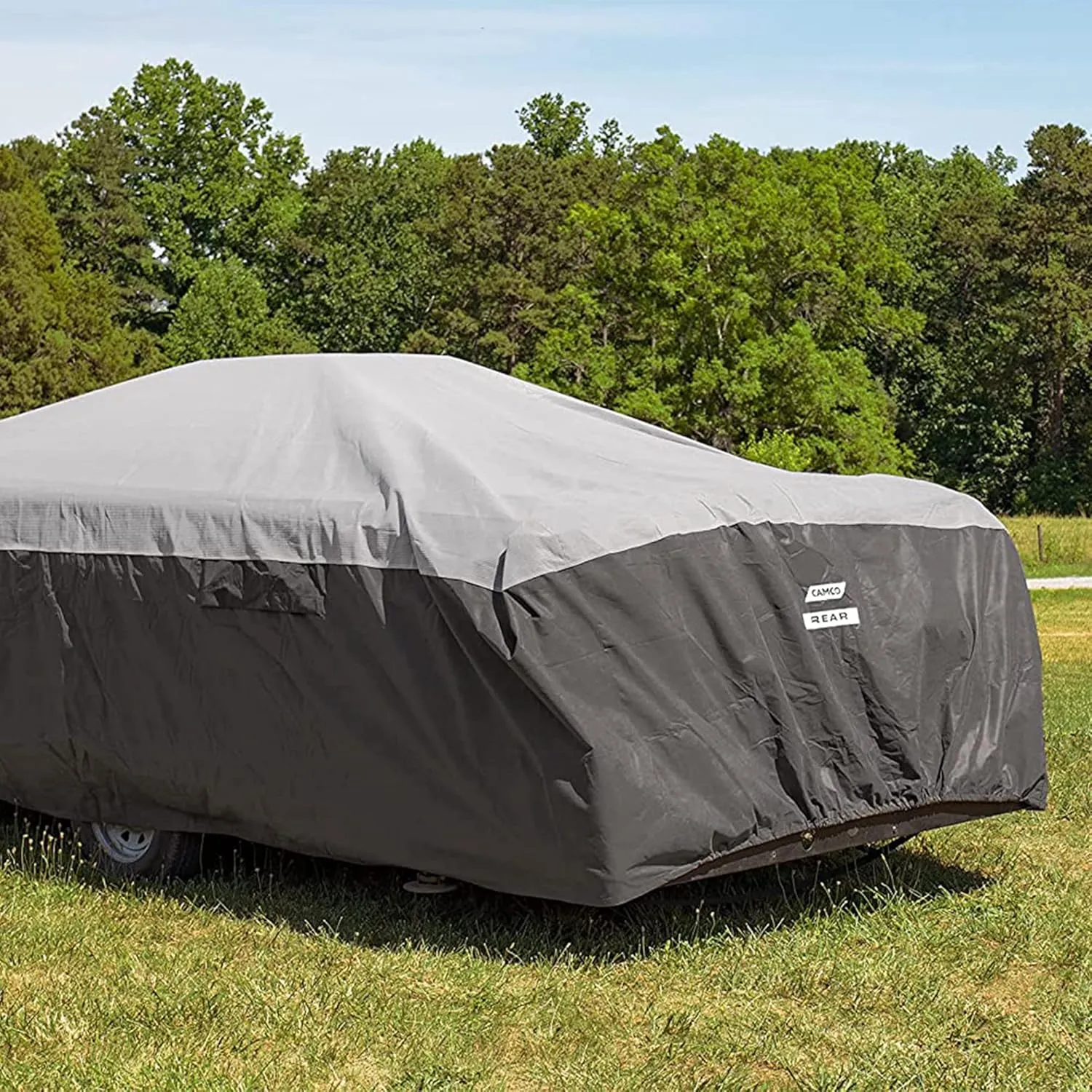 Camco ULTRAGuard 12-14-Ft Pop-Up Camper/RV Cover - Features Covered Air Vents & Cinching Straps - Crafted of Spunbond Polypropylene - Includes Storage Bag for RV Storage and Organization (45763)