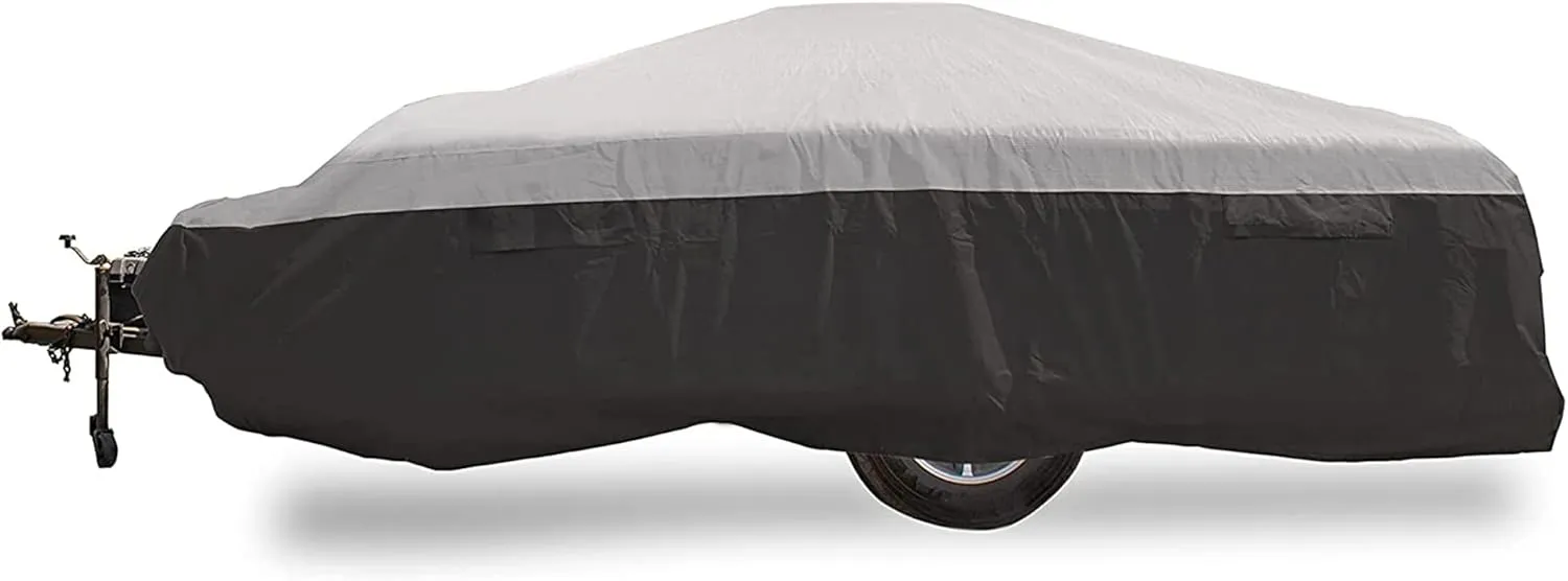 Camco ULTRAGuard 12-14-Ft Pop-Up Camper/RV Cover - Features Covered Air Vents & Cinching Straps - Crafted of Spunbond Polypropylene - Includes Storage Bag for RV Storage and Organization (45763)