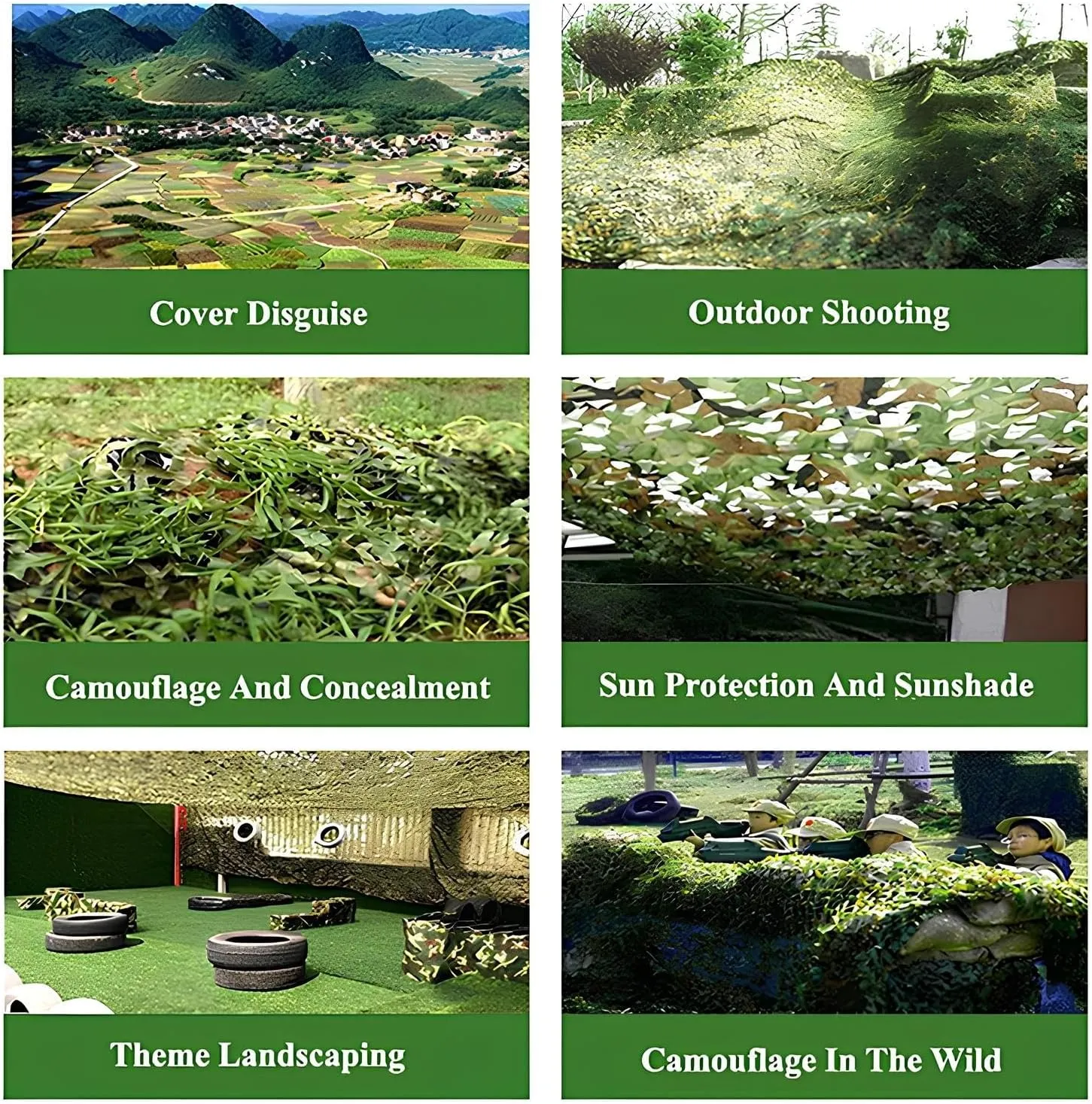 Camouflage Netting 3x3.0m Reusable Camouflage Net 150d Green - Pergola Shade Cover UV Block Light Breathable from 0.5-10.0m(0.5 * 6.0m/1.64 * 19.7ft)
