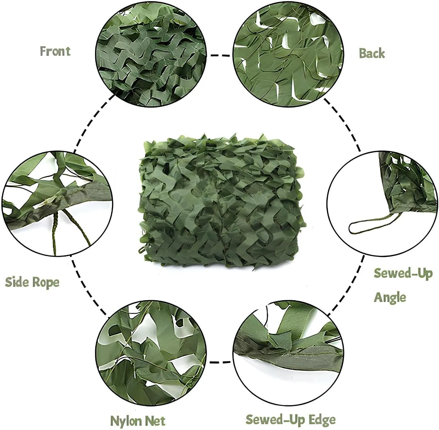 Camouflage Netting 3x3.0m Reusable Camouflage Net 150d Green - Pergola Shade Cover UV Block Light Breathable from 0.5-10.0m(0.5 * 6.0m/1.64 * 19.7ft)