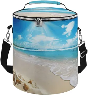 Camping Cooler Bag, Bright Sunshine Summer Beach Print Portable Ice Pack Outdoor Cooler Bag Picnic Cooler Bag Foldable Cooler Bag, style