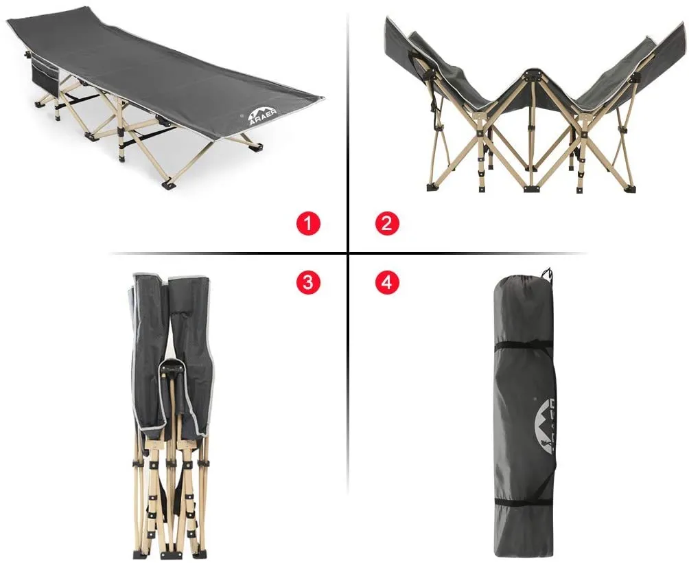 Camping Cot, 450Lbs(Max Load), Portable Folding Outdoor Bed with Carry Bag for Adults Kids, Heavy Duty Cot for Traveling Gear Supplier, Office Nap, Beach Vocation and Home Lounging