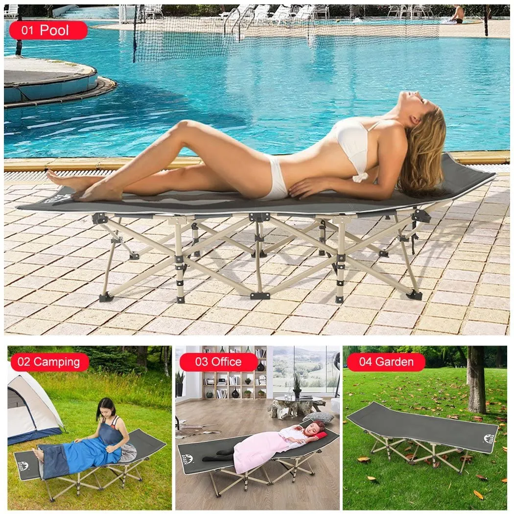 Camping Cot, 450Lbs(Max Load), Portable Folding Outdoor Bed with Carry Bag for Adults Kids, Heavy Duty Cot for Traveling Gear Supplier, Office Nap, Beach Vocation and Home Lounging