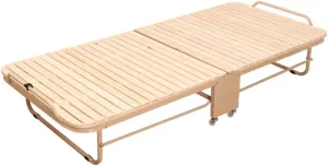 Camping Cot Bed Solid Wood Hard Board Portable Fold Up Camping Bed Cot for Adults Heavy Duty, Extra Wide Sturdy Portable Sleeping Cot for Camp Office Use Comfortable for Outdoor&Indoor
