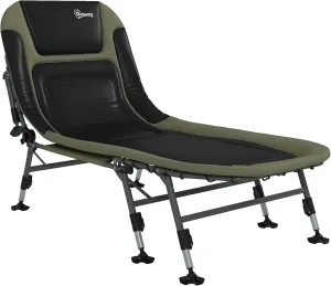 Camping Cot for Adults, Folding Bed with Soft Padded Cushions Headrest, 180° Adjustable Reclining Lounger, Heavy Duty and Portable with a 400 lbs. Capacity, Dark Green