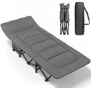 Camping Cot for Adults w/ Cushion & Pillow,Portable Folding Bed for Sleeping